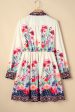 Apricot Floral Print Buttoned High Waist Shirt Mini Dress on Sale