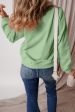 Smoke Green Solid Fleece Lined Drop Shoulder Terry Sweatshirt For Discount