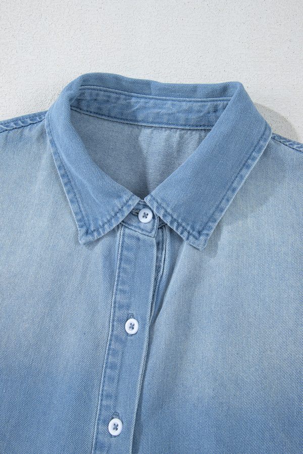 Beau Blue Risen Medium Washed Denim Shirt Dress Online