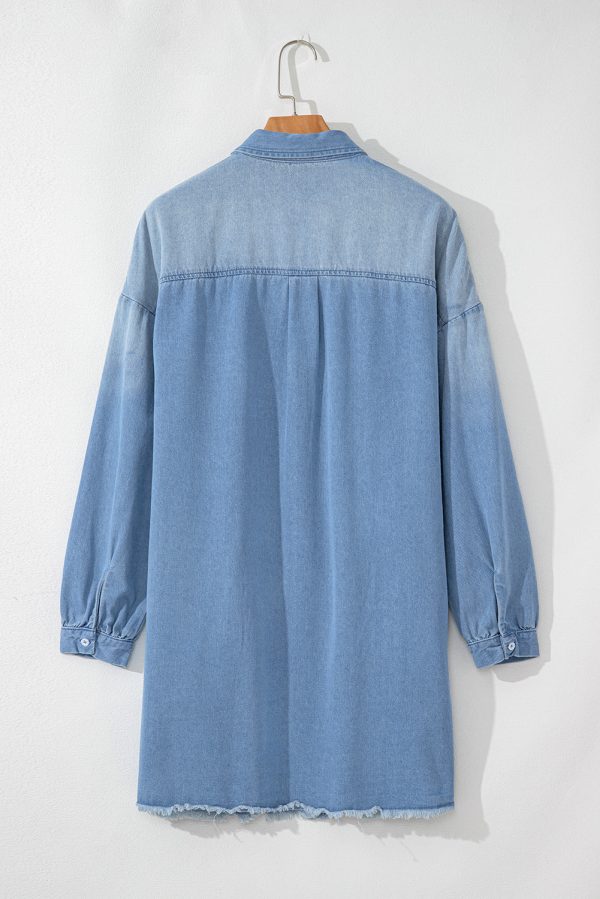 Beau Blue Risen Medium Washed Denim Shirt Dress Online