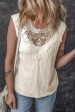 Apricot Guipure Lace Crochet Keyhole Back Tank Top Fashion