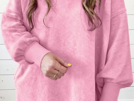 Strawberry Pink Mineral Wash Drop Shoulder Pullover Sweatshirt Online Sale