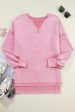 Strawberry Pink Mineral Wash Drop Shoulder Pullover Sweatshirt Online Sale