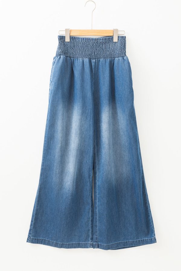 Ashleigh Blue Smocked Waist Wide Leg Jeans Online Hot Sale