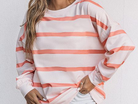 Stripe Striped Drop Shoulder Pullover Sweatshirt on Sale