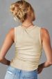 Apricot Plain Ruched Side Slim Tank Top Online Hot Sale