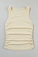 Apricot Plain Ruched Side Slim Tank Top Online Hot Sale