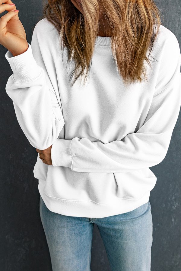 Solid Classic Crewneck Pullover Sweatshirt For Discount