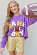 Tillandsia Purple GAME DAY Rugby Chenille Embroidered Pullover Sweatshirt Discount