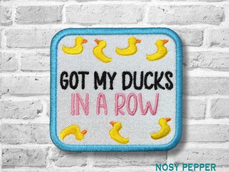 Ducks In A Row patch (2 sizes included) machine embroidery design DIGITAL DOWNLOAD Discount