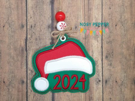 Santa 2024 applique ornament bag tag bookmark machine embroidery design DIGITAL DOWNLOAD Online now