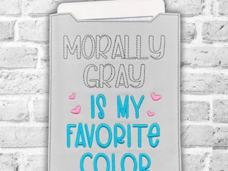 Morally Gray reader sleeve (3 sizes included) machine embroidery design DIGITAL DOWNLOAD Fashion