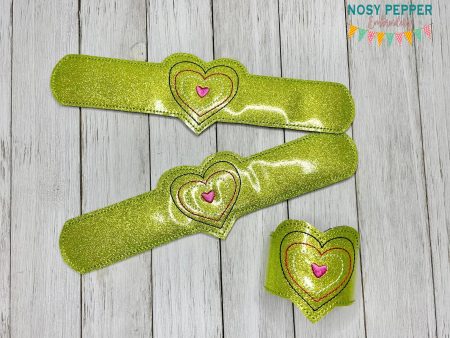 Heart Center slap bracelet machine embroidery file (single and multi files included) 6x10 hoop DIGITAL DOWNLOAD For Sale