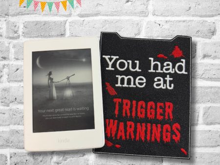 Trigger Warnings reader sleeve (3 sizes included) machine embroidery design DIGITAL DOWNLOAD Online Sale